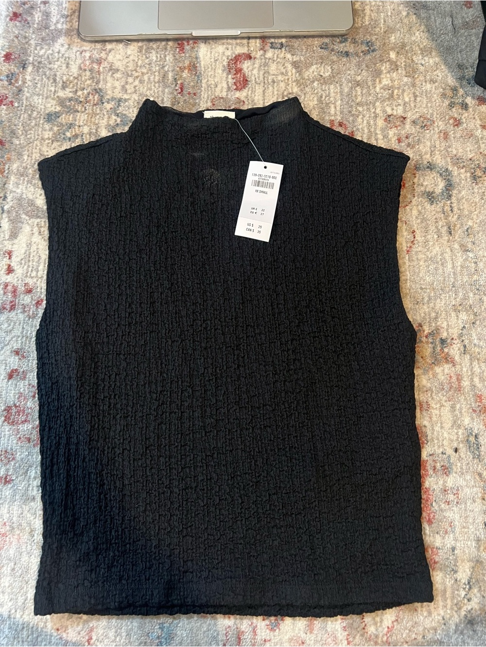 Abercrombie & Fitch Black Textured Mock Neck Sleeveless Tank